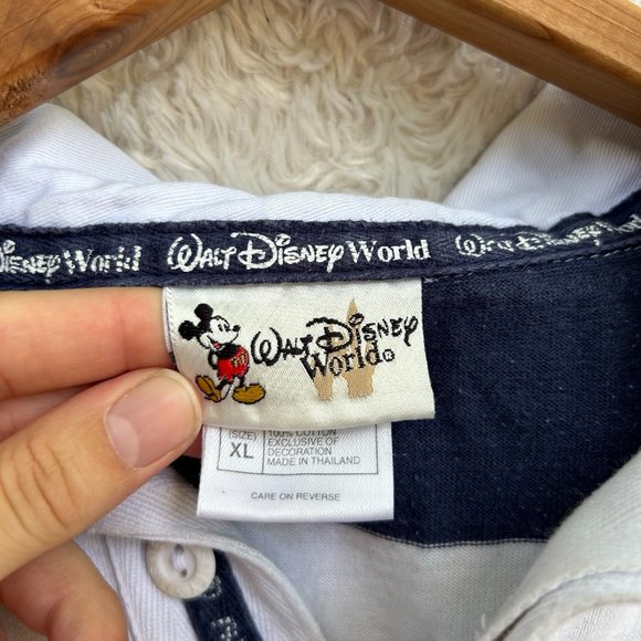 Walt‎ Disney World Tigger Men's Polo White Blue Striped Size XL - Picture 3 of 5